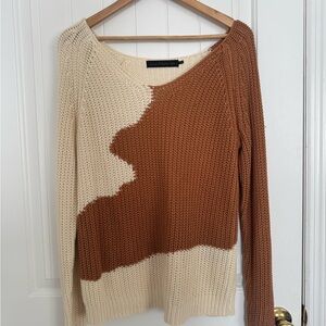 House of Harlow 1960 V-Neck Sweater - Cream and Tan